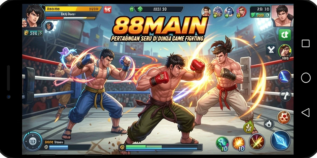 Screenshot 88MAIN menunjukkan aksi bertarung yang intens antara karakter.