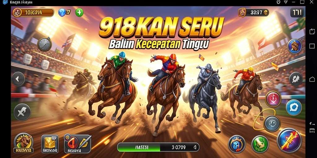 Gameplay balapan yang intens di 918KAYA dengan berbagai lintasan.