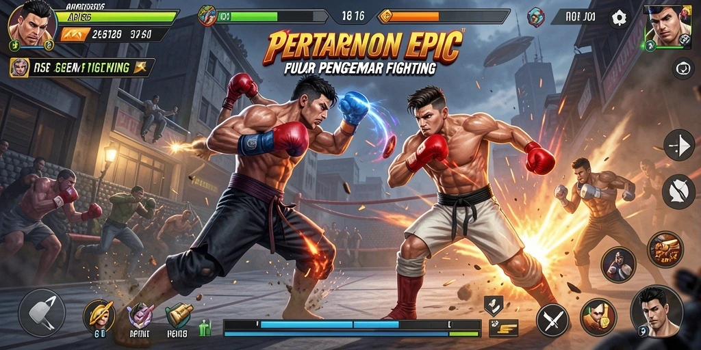 Screenshot menunjukkan pertarungan mendebarkan di API36 dengan karakter yang sedang bertarung.