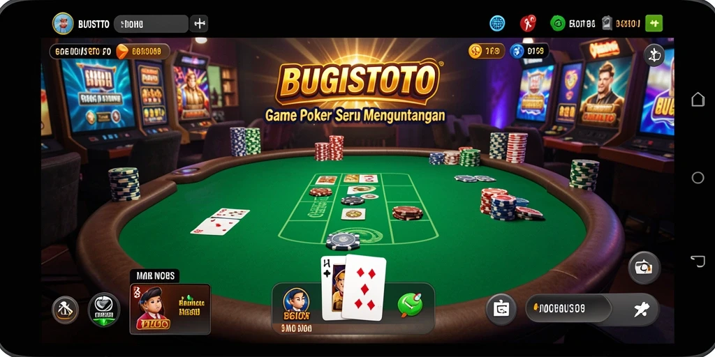 Screenshot BUGISTOTO menampilkan suasana permainan Poker yang seru.
