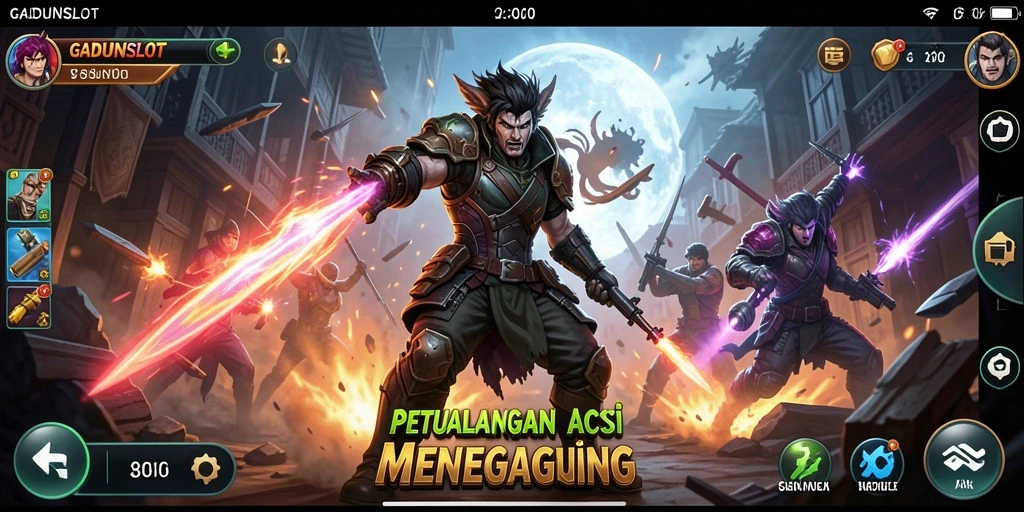 Tampilan gameplay GADUNSLOT yang penuh aksi dan menarik.