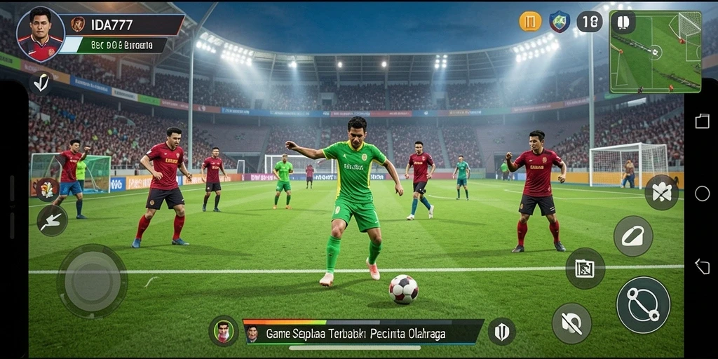 Screenshot gameplay IDA777 menampilkan aksi sepak bola yang mendebarkan.