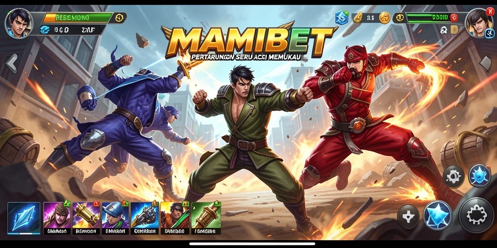 Tampilan gameplay pertarungan MAMIBET yang seru dan mendebarkan.