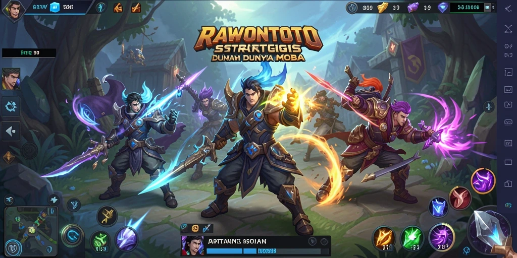 Tampilan gameplay seru dalam pertarungan MOBA yang epik.
