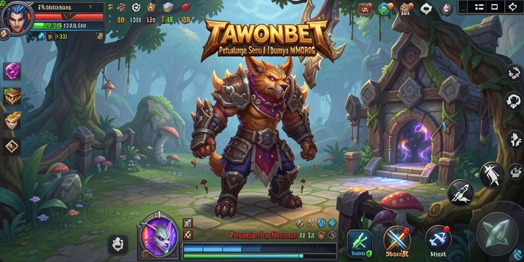 Gameplay seru dari TAWONBET yang menampilkan pertarungan dan eksplorasi.