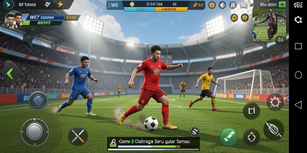 Gameplay mendebarkan W67 dengan berbagai pilihan olahraga.