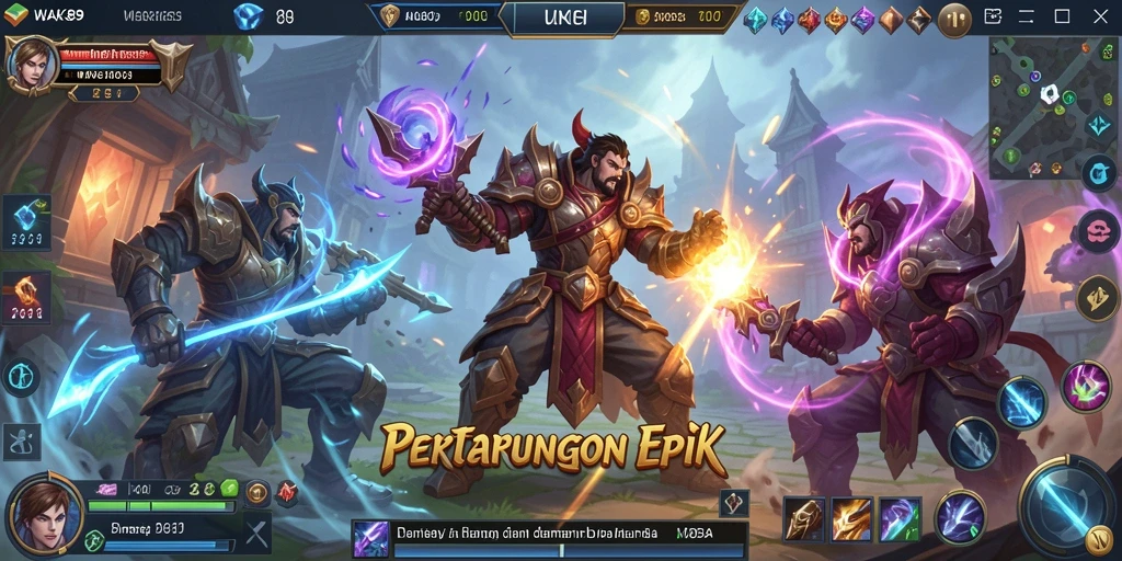 Tangkapan layar gameplay WAK89 dengan pertarungan seru antara tim.